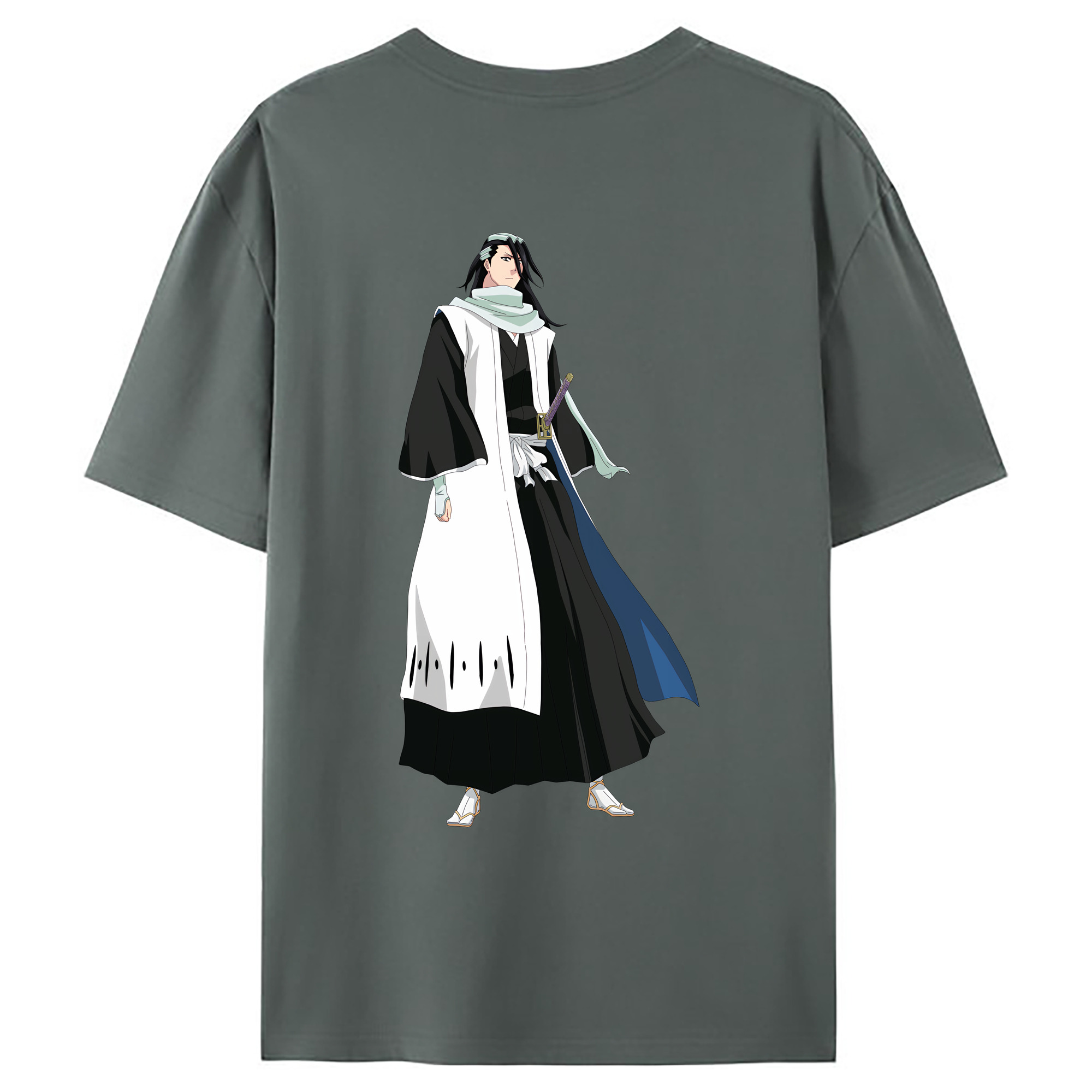 （画像用） ブリーチ くちき びゃくや BLEACH Kuchiki Byakuya 綿100％ メンズ半袖Tシャツ（バックプリント） 通気性